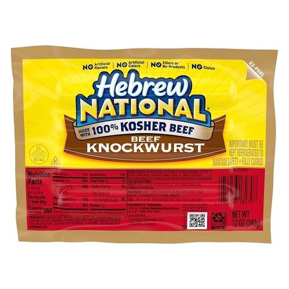 Hebrew National Skinless Beef Knockwurst, 12 Ounce -- 12 Per Case