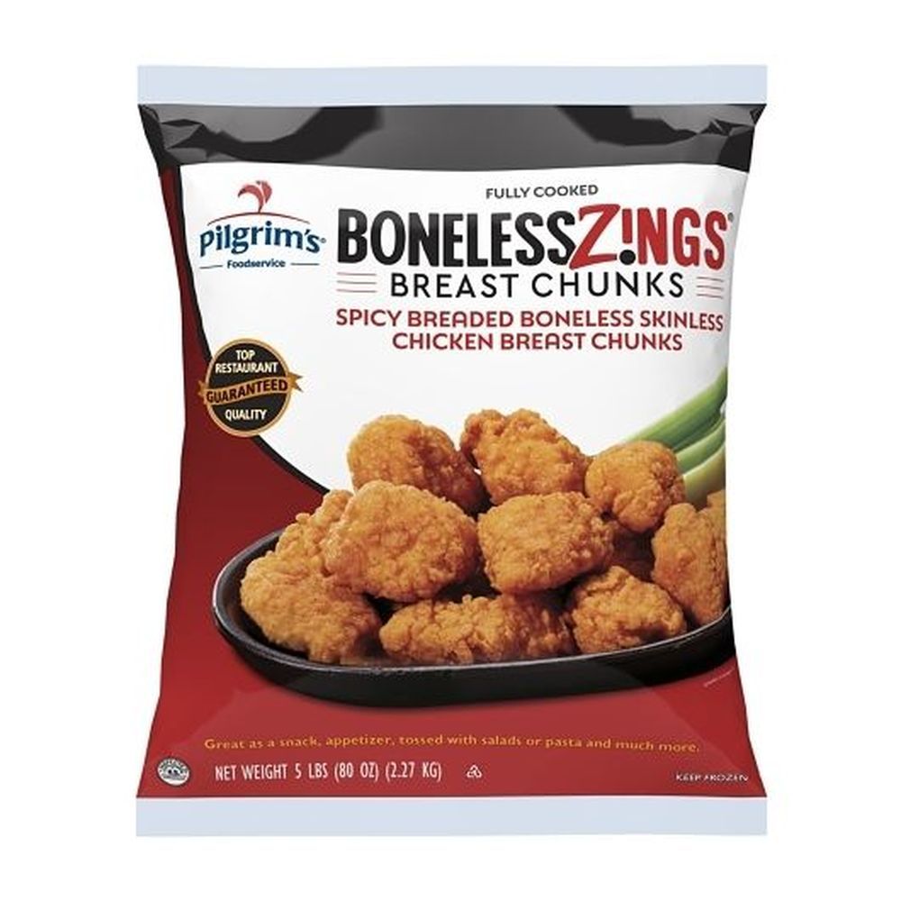 Pilgrims Foodservice Wing Zings Spicy Boneless Chicken Wings, 5 Pound -- 2 Per Case