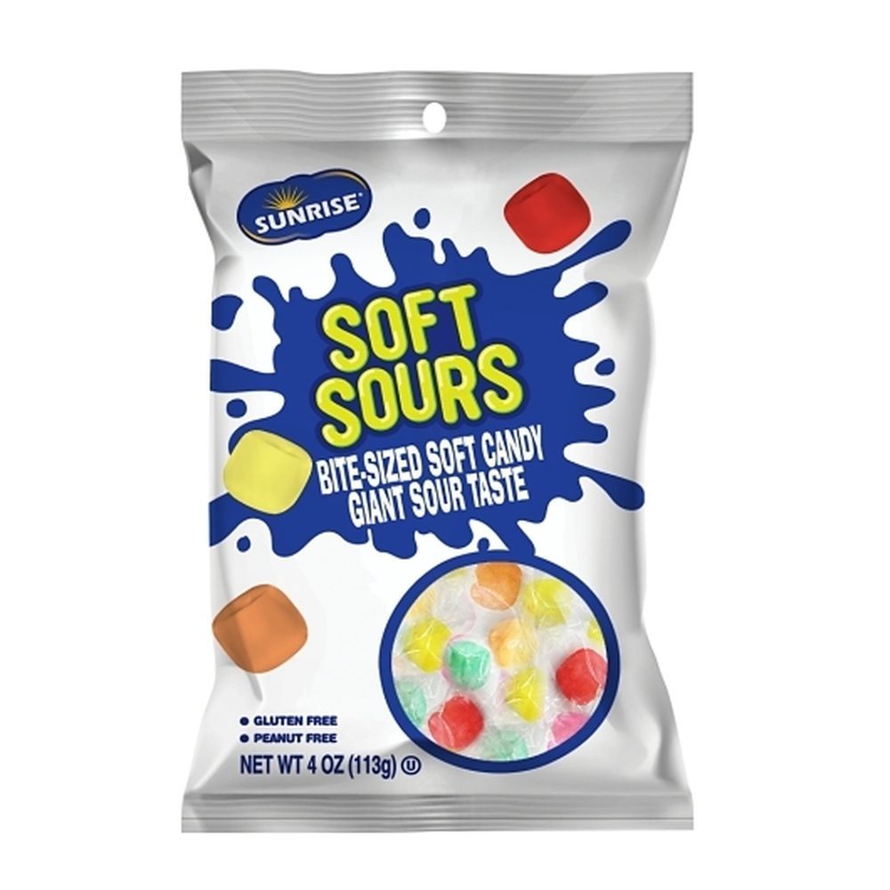 Sunrise Confections Assorted Individually Wrapped Soft Sours Bite Sized Soft Candy, 4.5 Ounce -- 8 Per Case