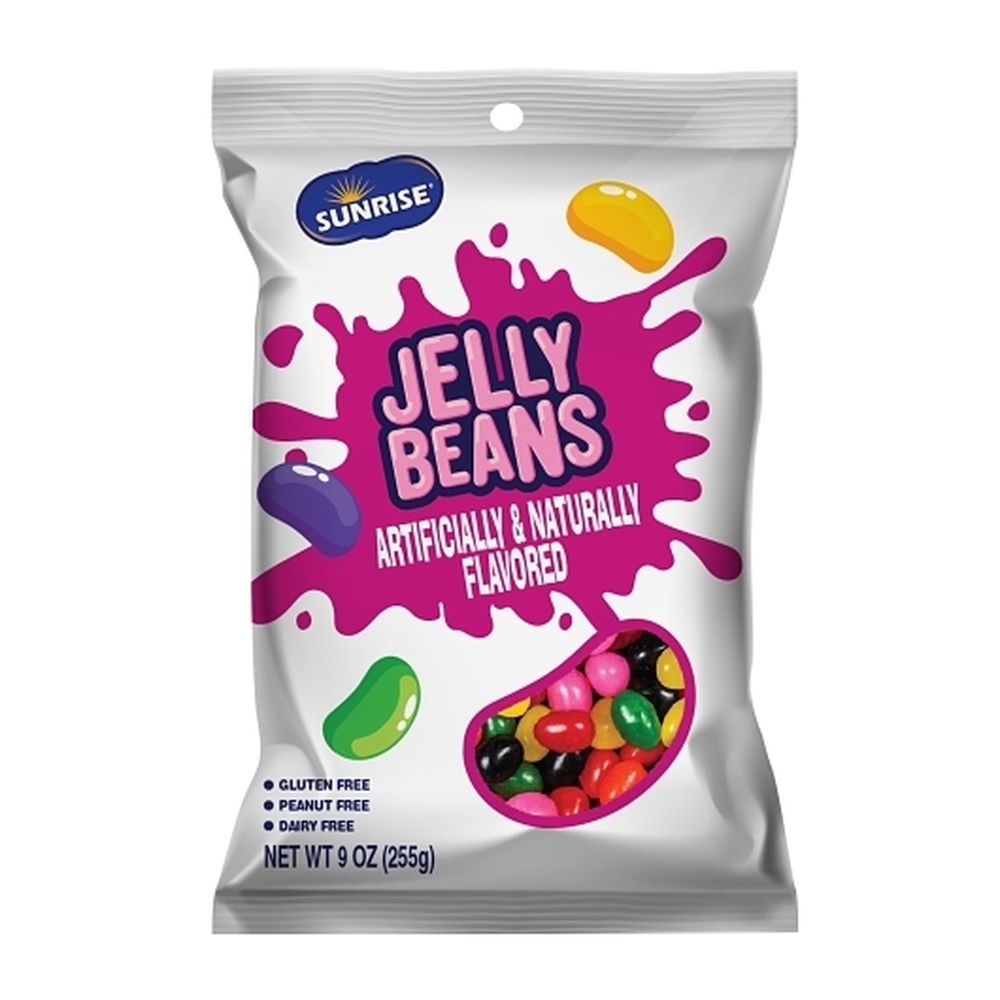 Sunrise Confections Assorted Jelly Beans Soft Panned Bean Shaped Starch Jellied Candies, 9 Ounce -- 8 Per Case