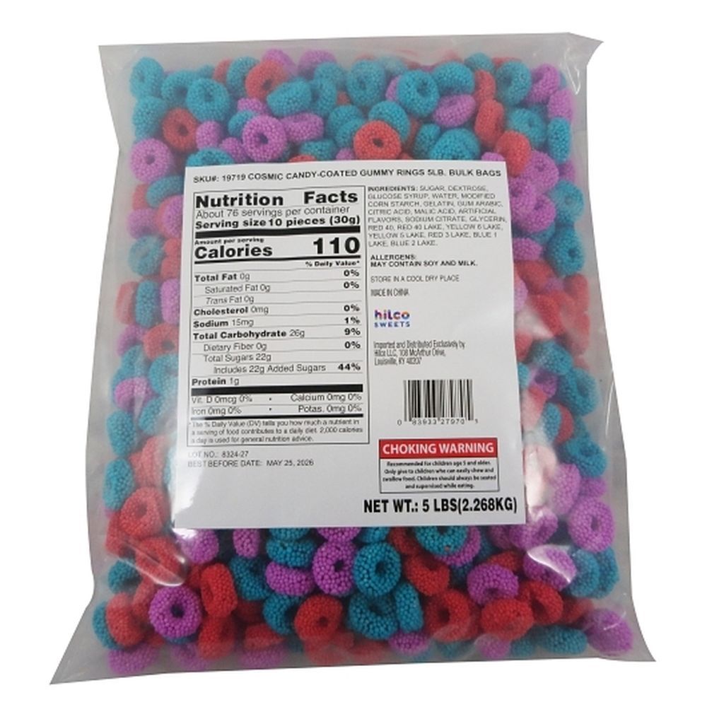 Hilco Sweets Cosmic Candy-coated Gummy Rings - Bulk Bag, 80 Ounce -- 4 Per Case