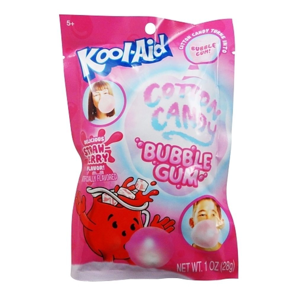 Hilco Kool-aid Cotton Candy Bubble Gum, 1 Ounce Peg Bag -- 48 Per Case