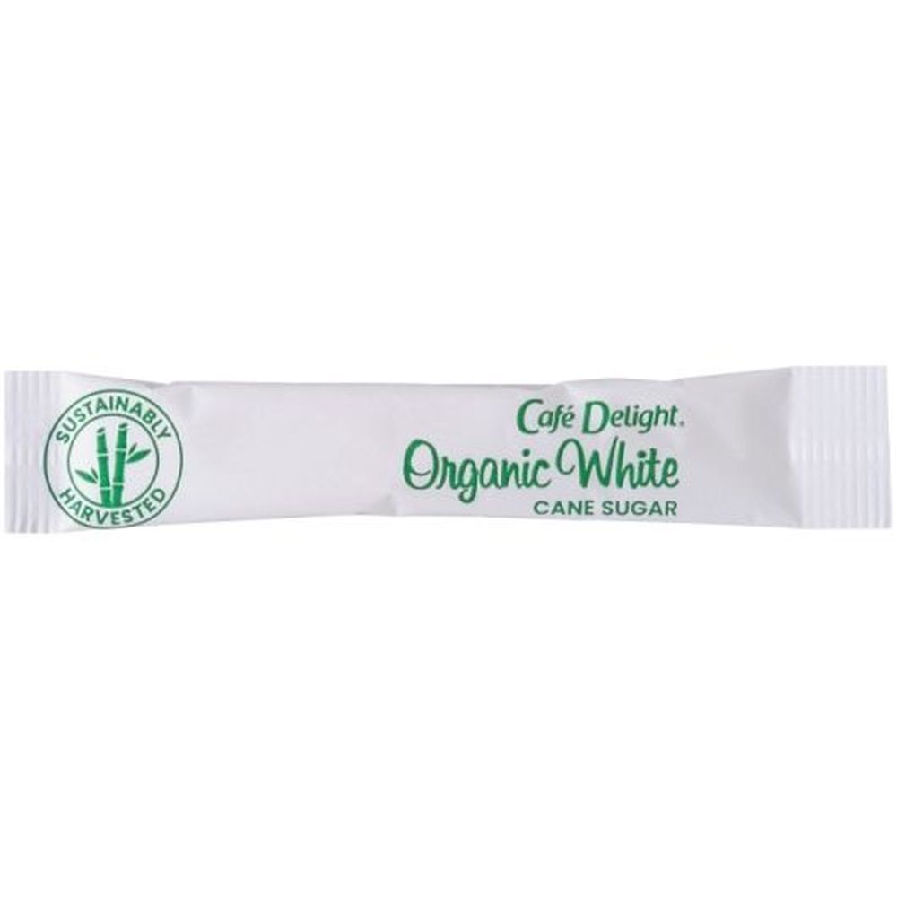 Cafe Delight Organic White Cane Sugar Sticks, 2.8 Gram -- 2000 Per Case