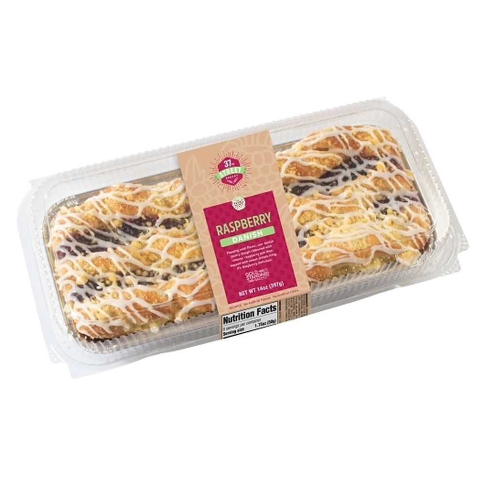 37th Street Bakery Raspberry Danish With Clamshell, 14 Ounce -- 12 Per Case