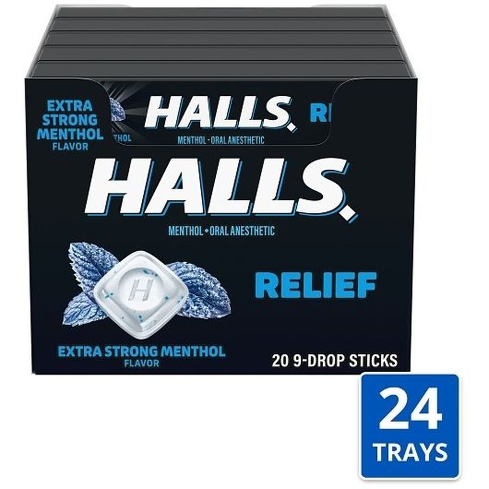 Halls Extra Strong Menthol Cough Drops, 9 Count -- 480 Per Case