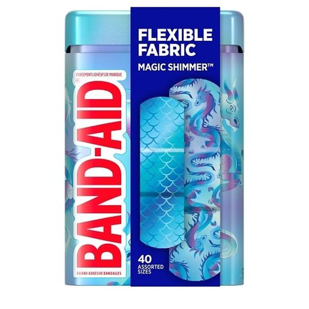 Band-aid Magic Shimmer Assorted Size Flexible Fabric Adhesive Bandage - Tin, 40 Count -- 24 Per Case