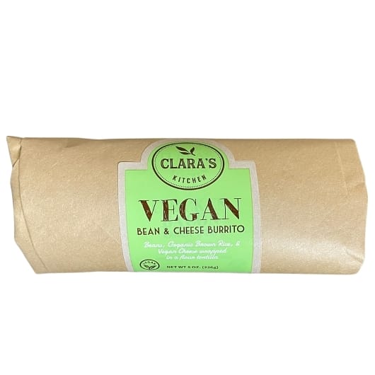 Claras Kitchen Individually Packaged Vegan Bean And Cheese Burrito, 12 Count