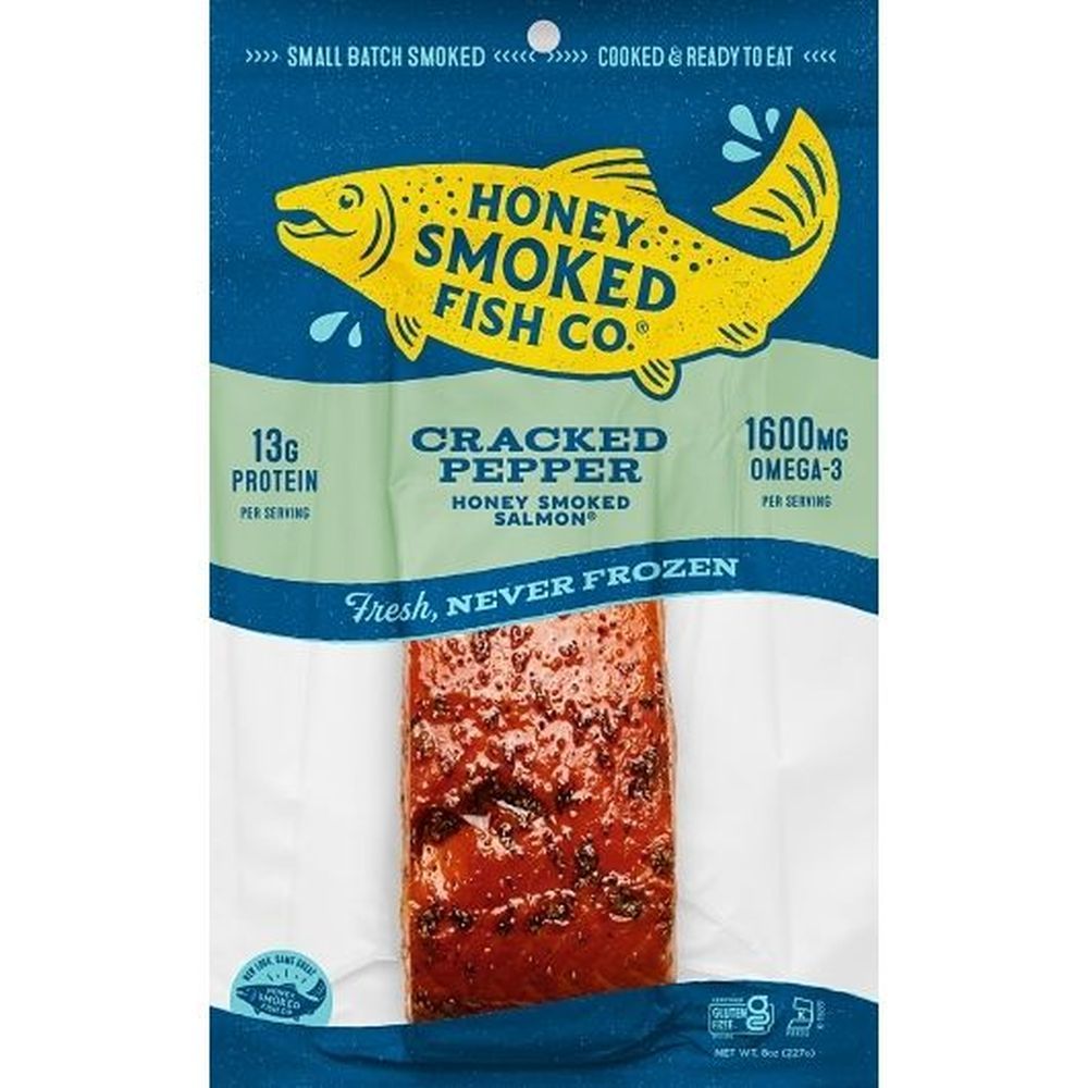 Honey Smoked Fish Co. Cracked Pepper Honey Smoked Salmon, 8 Ounce -- 16 Per Case
