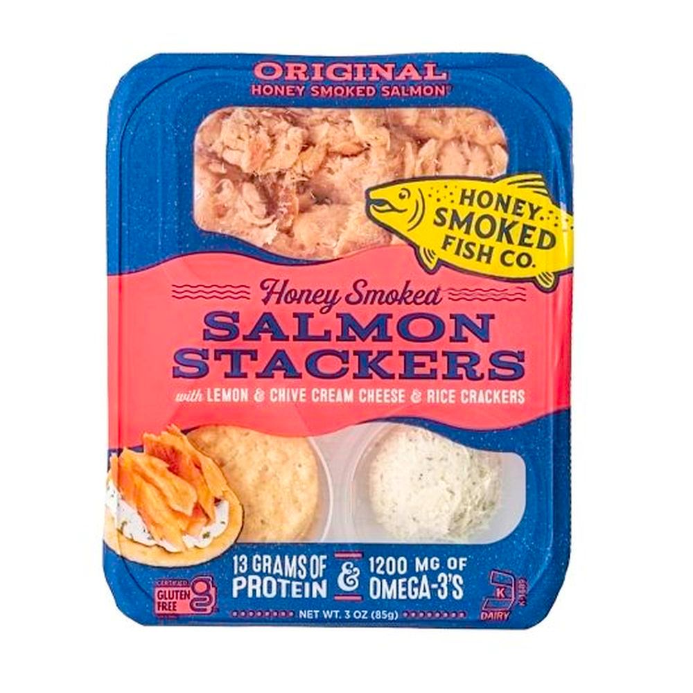 Honey Smoked Fish Original Honey Smoked Salmon Stackers, 3 Ounce -- 6 Per Case