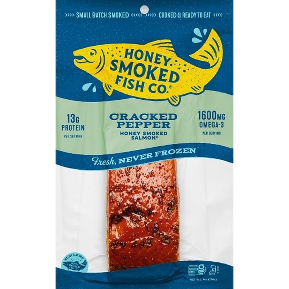 Honey Smoked Fish Cracked Pepper Honey Smoked Salmon, 6 Ounce -- 12 Per Case
