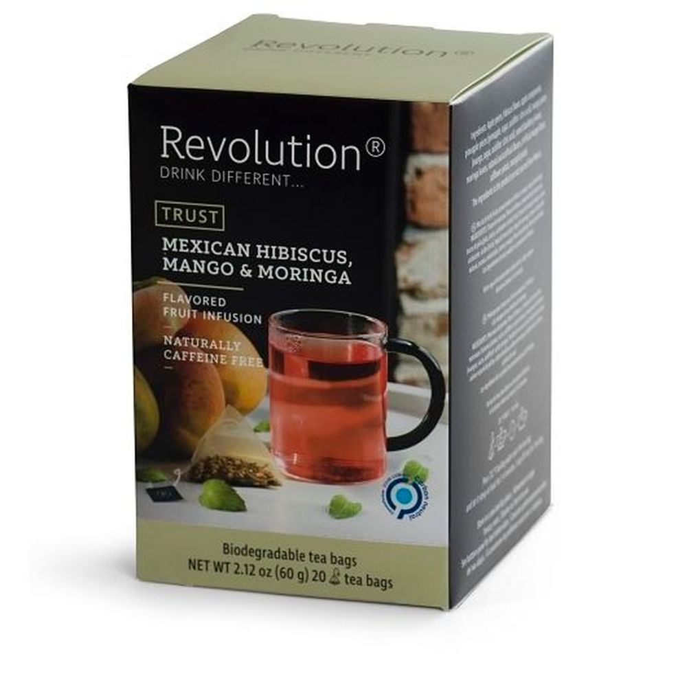 Revolution Mexican Hibiscus Mango And Moringa Flavored Fruit Infusion Tea, 20 Pyramid Tea Bags -- 6 Per Case