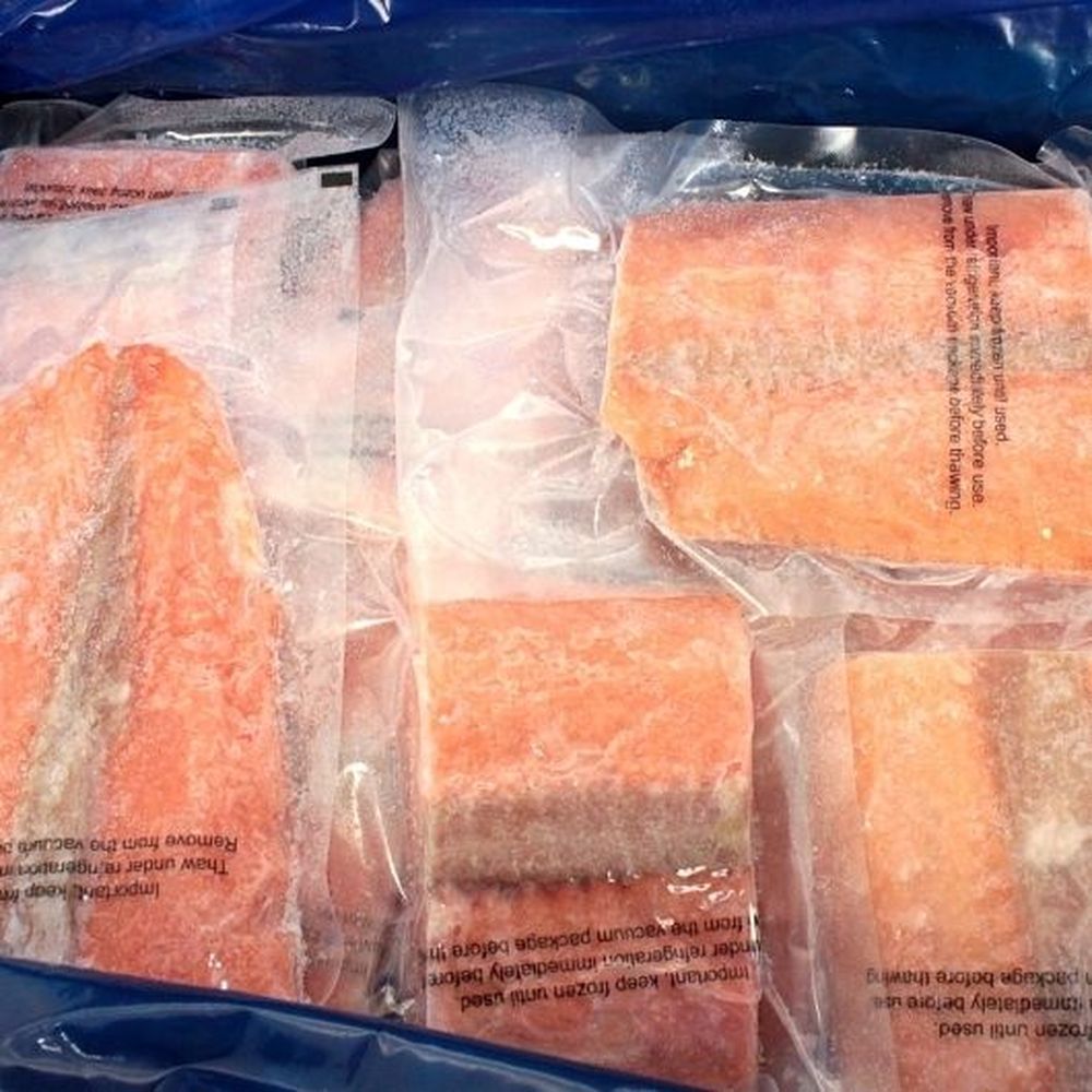 Commodity Frozen Seafood Skinless Chum Salmon Portion, 10 Pound