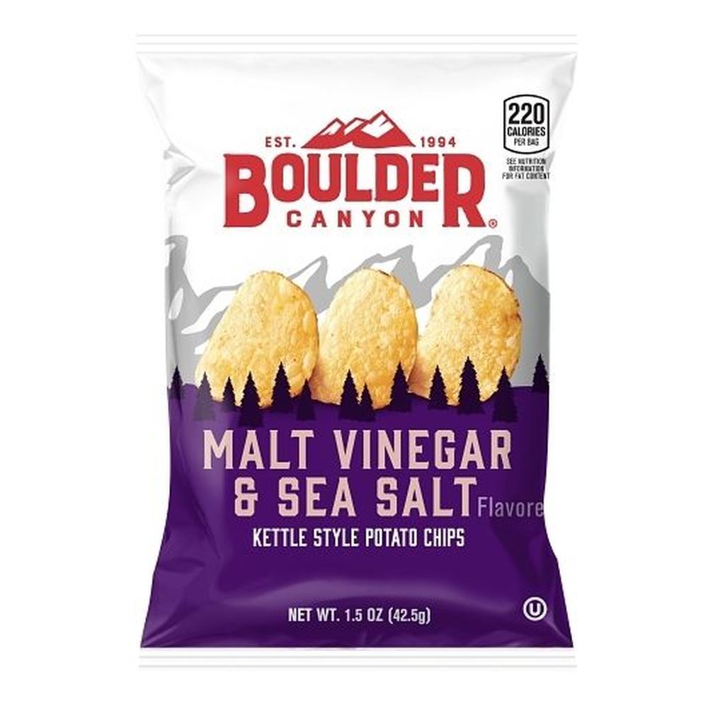 Boulder Canyon Malt Vinegar And Sea Salt Kettle Cooked Potato Chips, 1.5 Ounce -- 55 Per Case