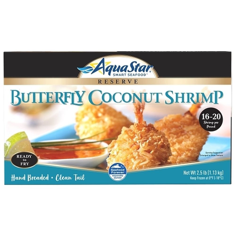 Aqua Star 16-20 Coconut Breaded Raw Shrimp Butterfly Clean Tail, 2.5 Pound -- 4 Per Case