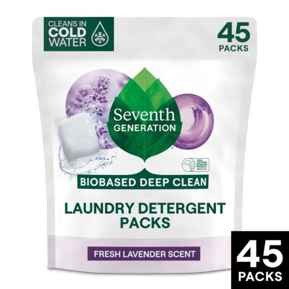 Seventh Generation Lavender Bio-enzyme Laundry Detergent Packs, 45 Count -- 8 Per Case
