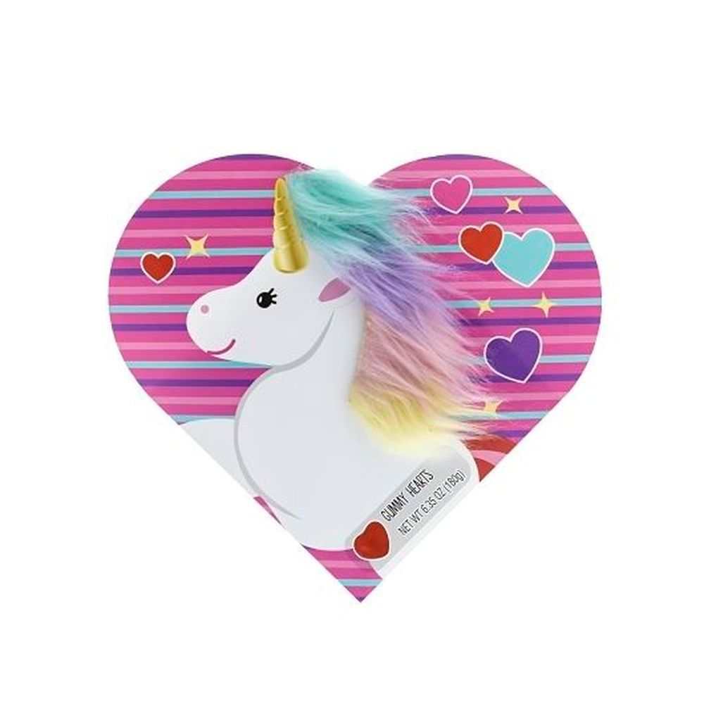 Galerie Gummy Hearts Candy - Unicorn With Fur Faux Heart Box, 6.35 Ounce -- 6 Per Case