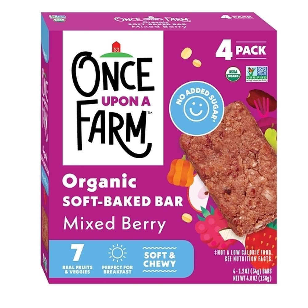 Once Upon A Farm Kids Mixed Berry Soft Baked Bar, 4.8 Ounce -- 8 Per Case