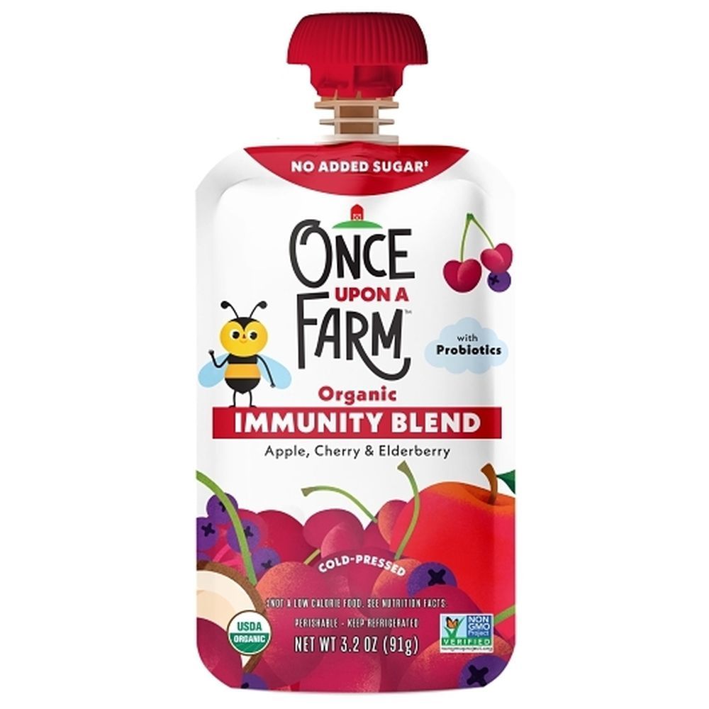 Once Upon A Farm Kids Apple Cherry Elderberry Immunity Blend, 3.2 Ounce -- 8 Per Case