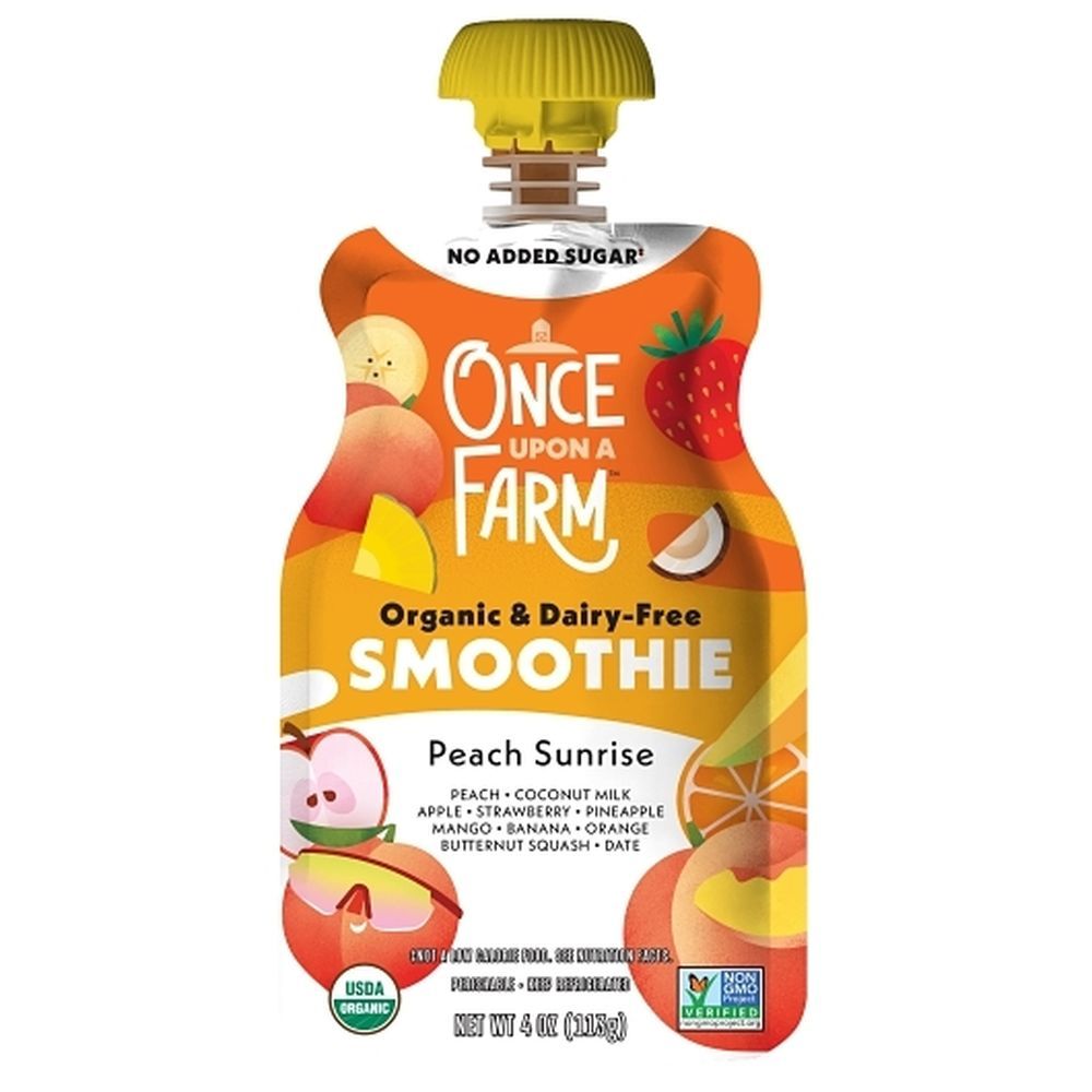 Once Upon A Farm Organic Dairy-free Peach Sunrise Smoothie, 4 Ounce -- 8 Per Case