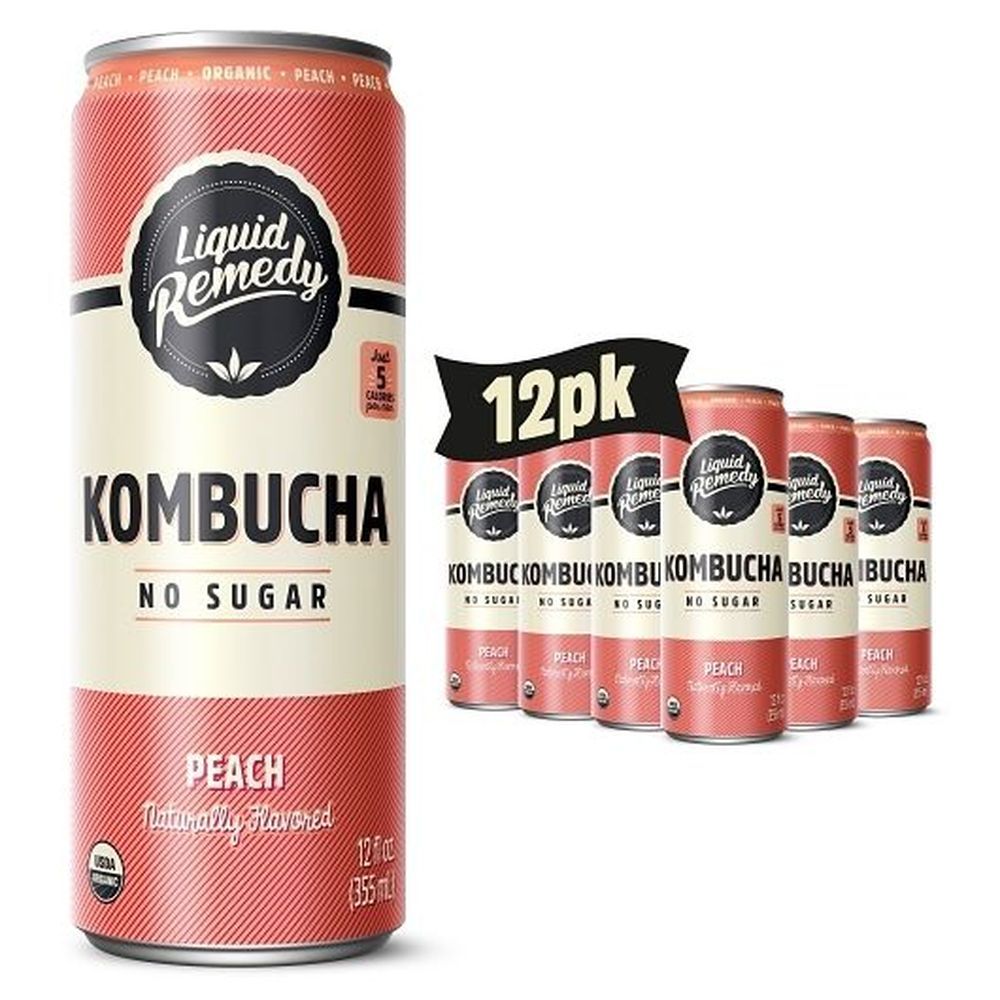 Liquid Remedy Peach Kombucha, 12 Fluid Ounce -- 12 Per Case