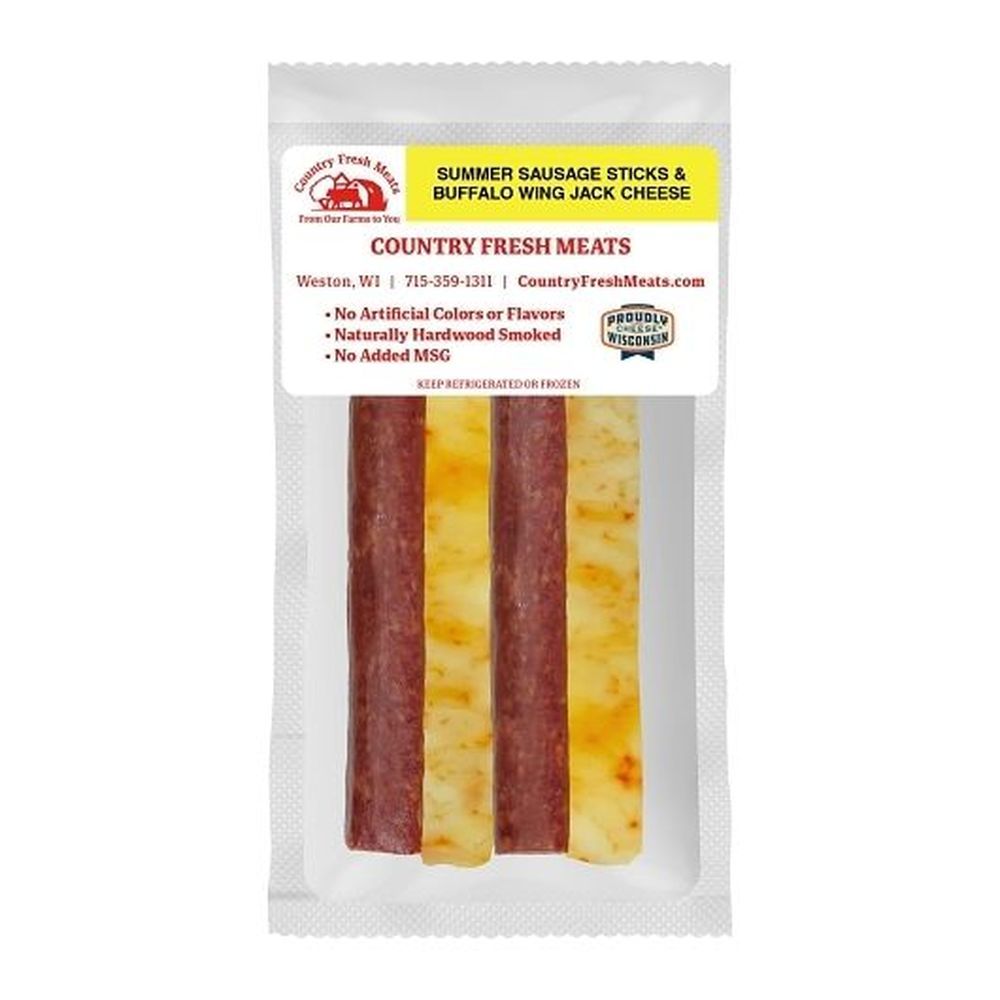 Country Fresh Meats Summer Sausage Sticks And Buffalo Wing Jack Cheese, 3 Ounce -- 48 Per Case