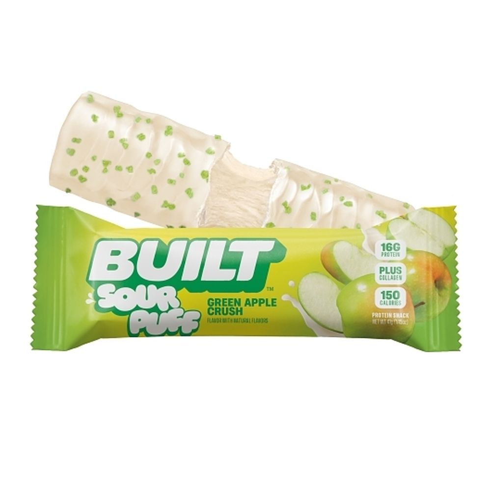 Built Green Apple Crush Sour Puff Protein Bar, 1.41 Ounce -- 144 Per Case