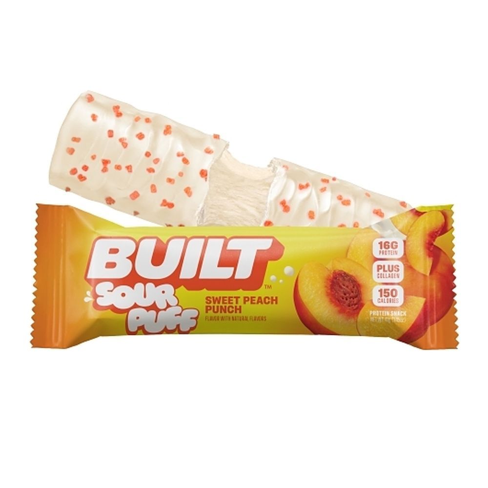 Built Sweet Peach Punch Sour Puff Protein Bar, 1.41 Ounce -- 144 Per Case