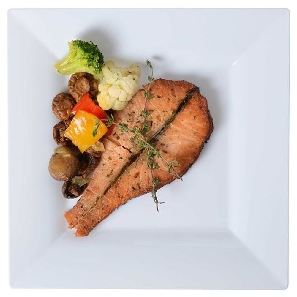 Fineline Settings Solid Squares Polystyrene 9.5 Inch White Square Dinner Plate, 120 Count