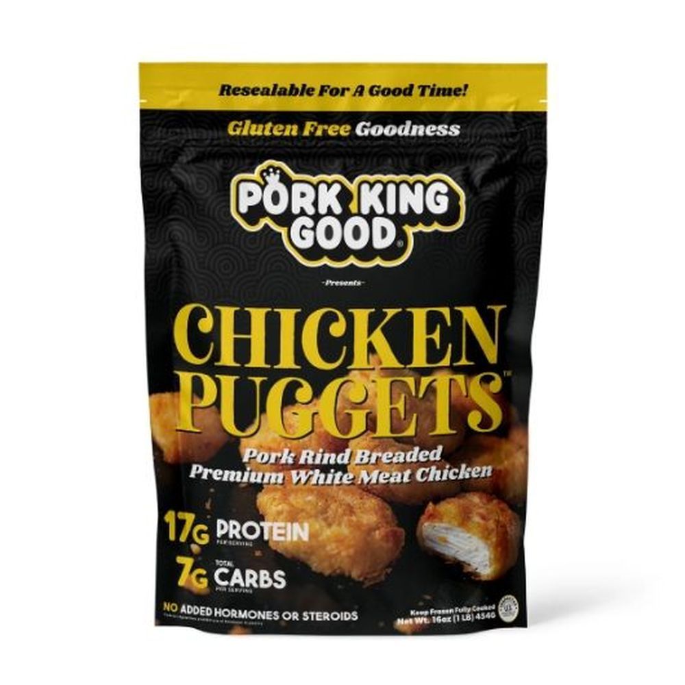 Pork King Good Original Chicken Puggets Breaded With Pork Rinds, 16 Ounce Bag -- 6 Per Case
