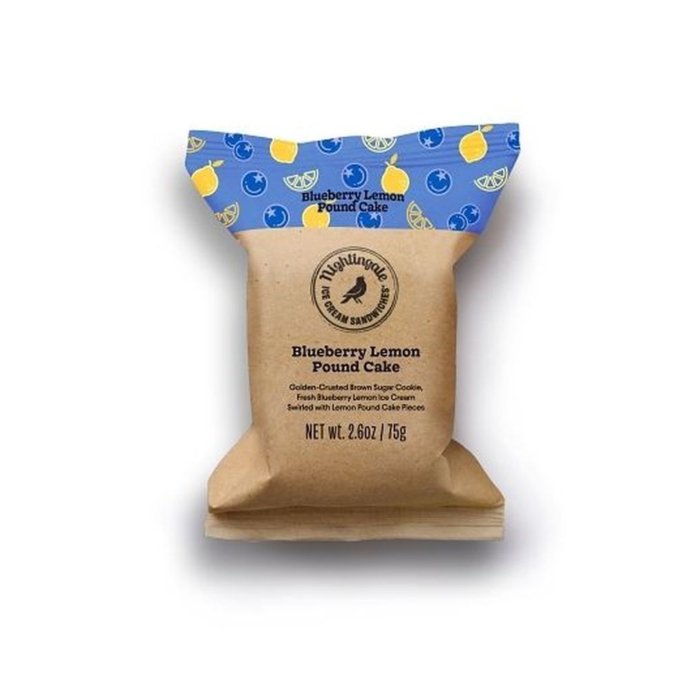 Nightingale Blueberry Lemon Pound Cake Chomp Size Ice Cream Sandwiches, 2.6 Ounce -- 24 Per Case