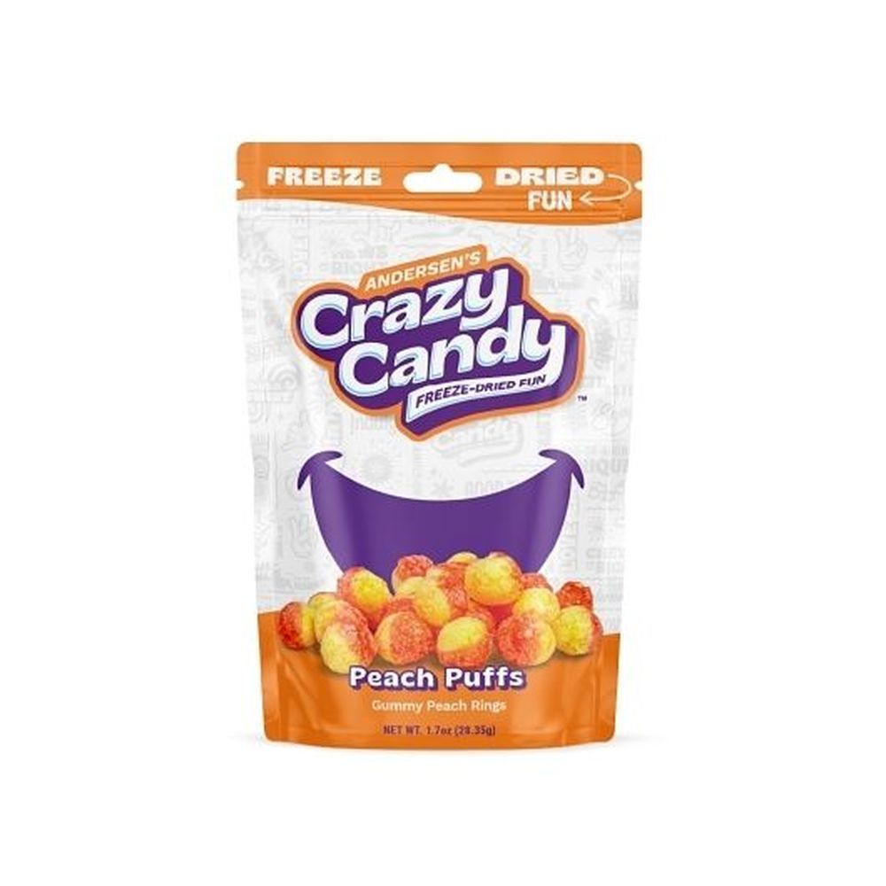 Crazy Candy Peach Puffs Gummy Peach Rings, 1.7 Ounce -- 12 Per Case