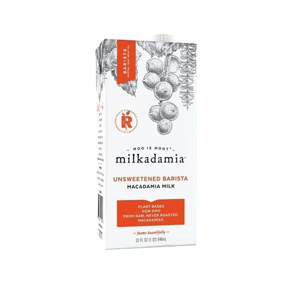 Milkadamia Unsweetened Barista Macadamia Milk, 32 Fluid Ounce -- 6 Per Case