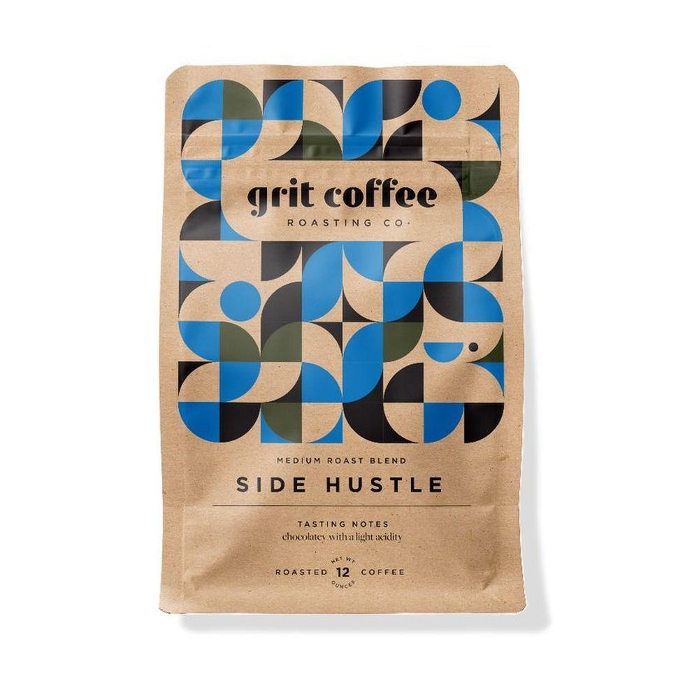 Grit Coffee Side Hustle Blend Medium Roast Blend Whole Bean Packaged Coffee, 12 Ounce -- 6 Per Case