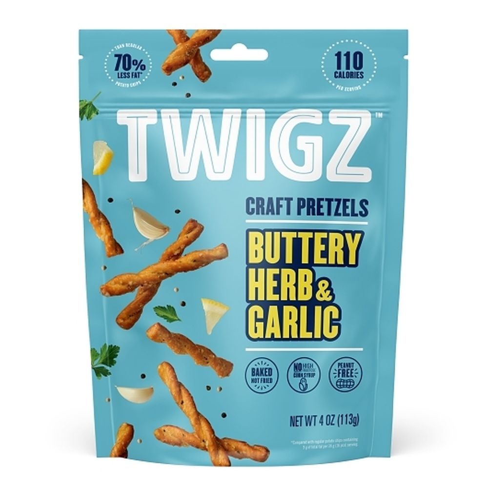 Twigz Pretzels Buttery Herb And Garlic Craft Pretzels, 4 Ounce -- 6 Per Case