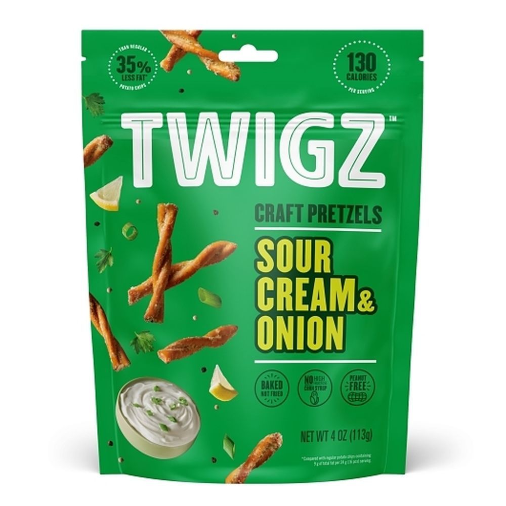 Twigz Pretzels Sour Cream And Onion Craft Pretzels, 4 Ounce -- 6 Per Case
