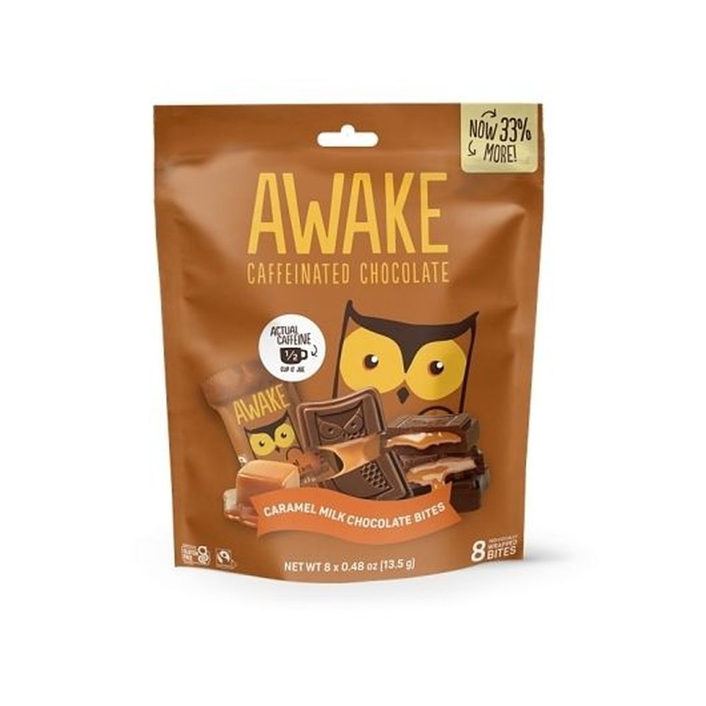 Awake Caramel Milk Chocolate Bites, 8 Count -- 10 Per Case