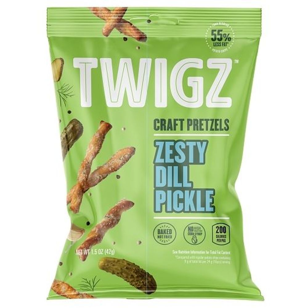 Twigz Zesty Dill Pickle Craft Pretzels, 1.5 Ounce -- 36 Per Case