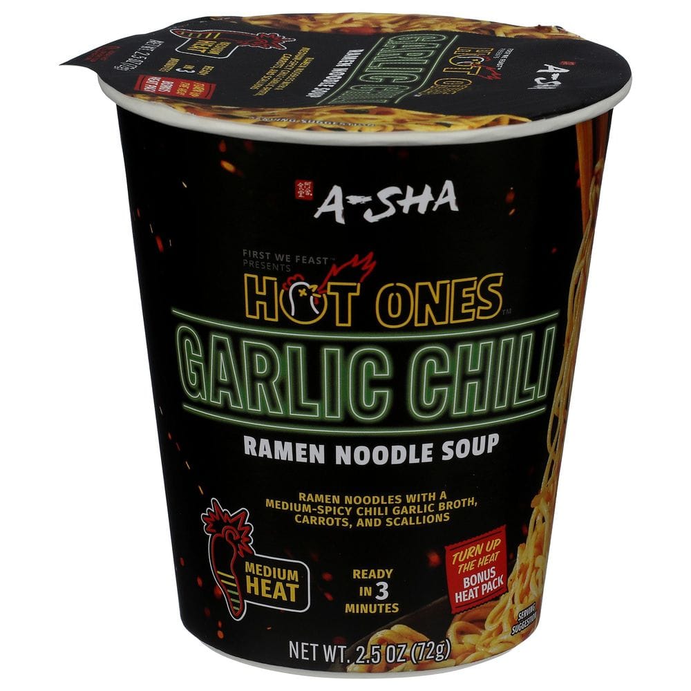 A-sha X Hot Ones Garlic Chili Ramen Noodle Soup, 2.5 Ounce -- 6 Per Case