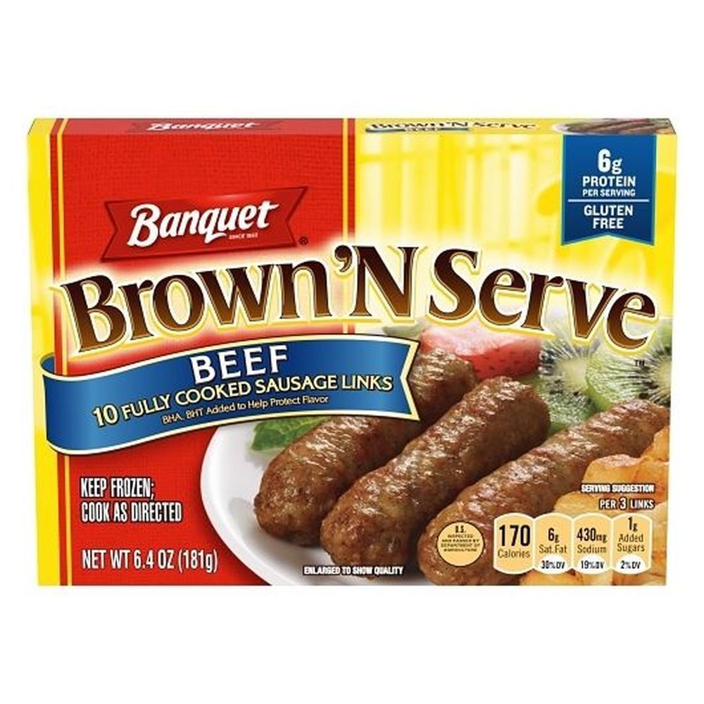 Banquet Brown N Serve Beef Sausage Link, 6.4 Ounce -- 12 Per Case