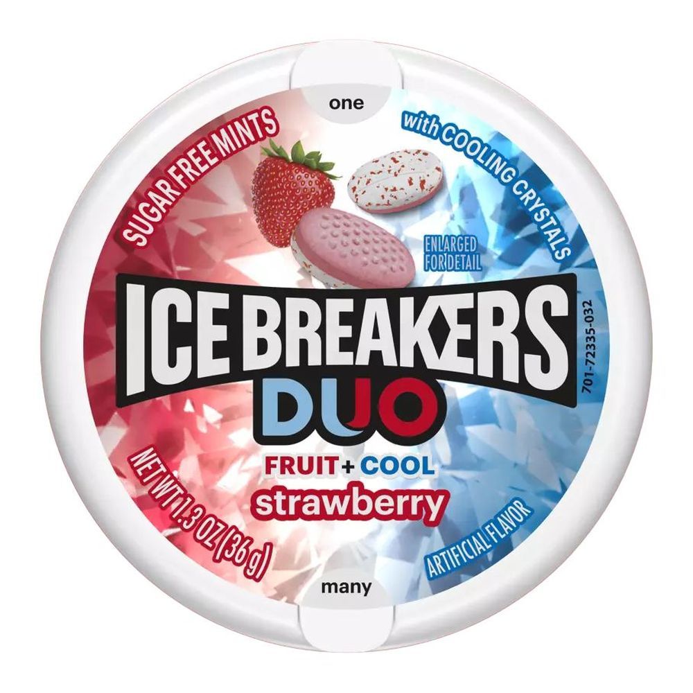Ice Breakers Duo Strawberry Sugar Free Mints, 1.3 Ounce Puck -- 192 Per Case