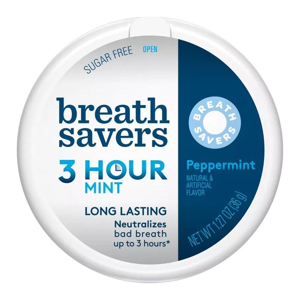 Breath Savers 3 Hour Peppermint Flavored Sugar Free Mints, 1.27 Ounce Tin -- 192 Per Case