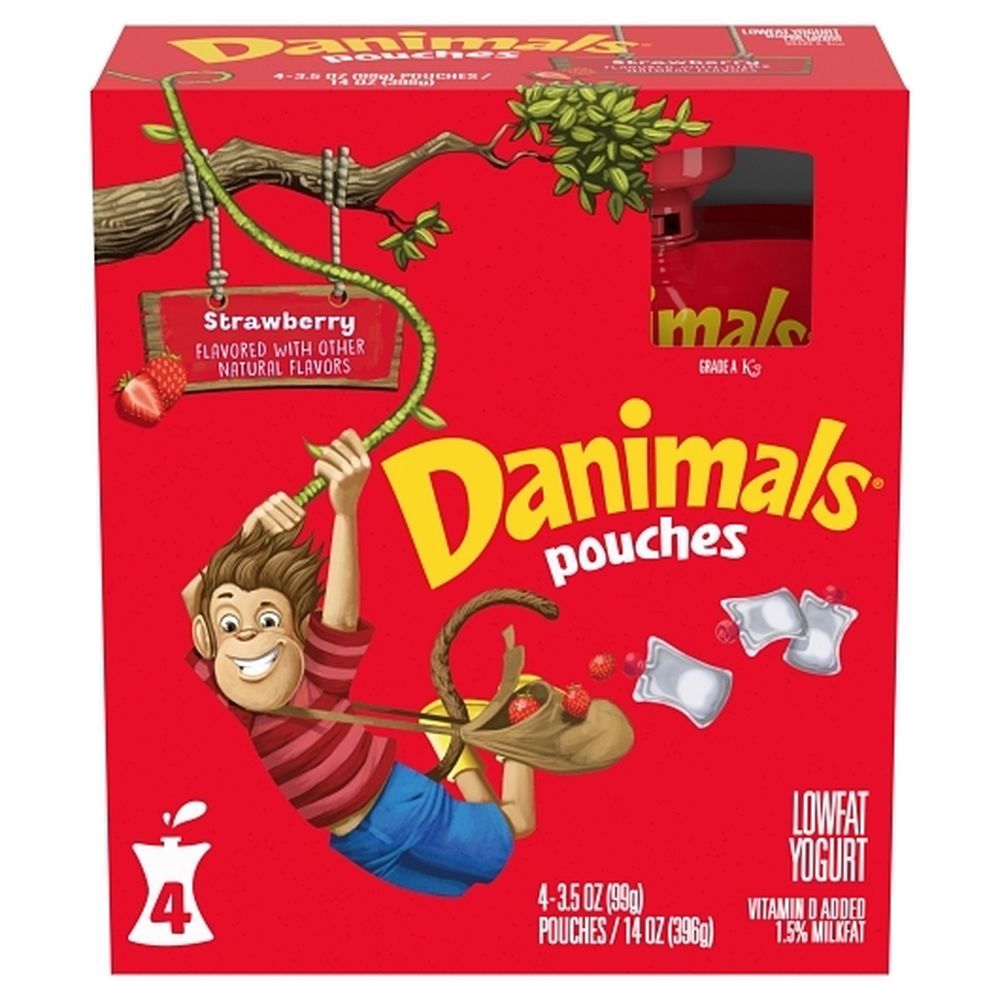 Danimals Strawberry Explosion Squeezable Lowfat Yogurt, 14 Ounce -- 6 Per Case
