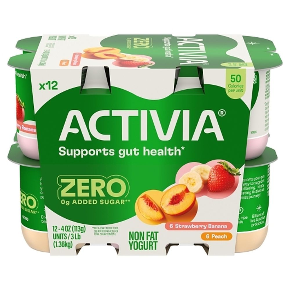 Activia Strawberry Banana And Peach Non Fat Yogurt, 48 Ounce -- 4 Per Case