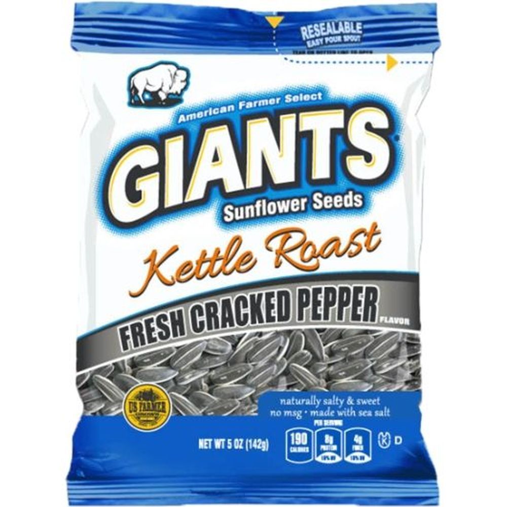 Giants Fresh Cracked Pepper Kettle Roast Sunflower Seed, 5 Ounce -- 12 Per Case
