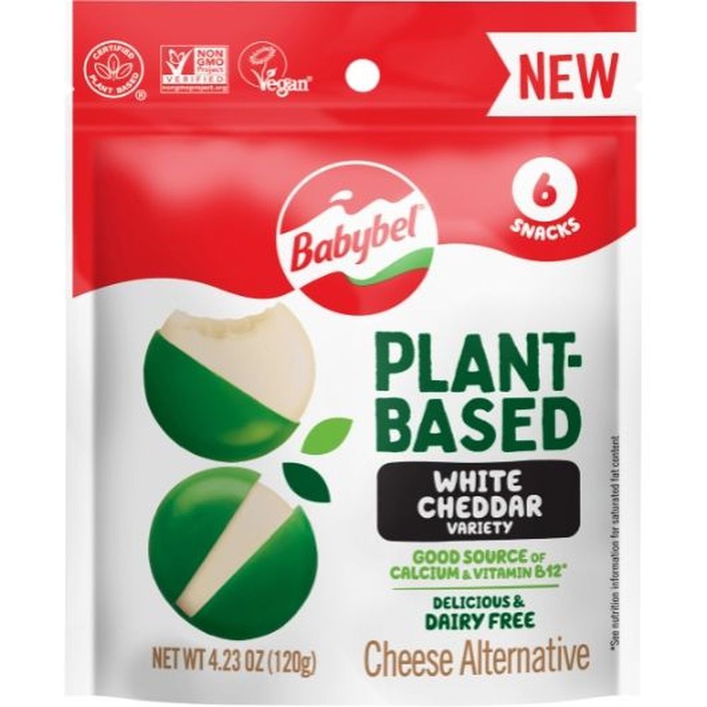 Mini Babybel Plant-based Vegan White Cheddar Snack Cheese, 4.23 Ounce -- 8 Per Case