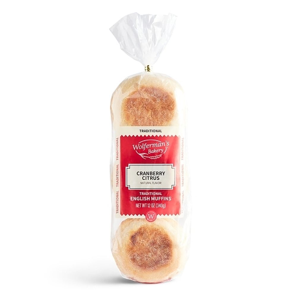 Wolferman's Traditional Cranberry Citrus English Muffin, 6 Count -- 12 Per Case