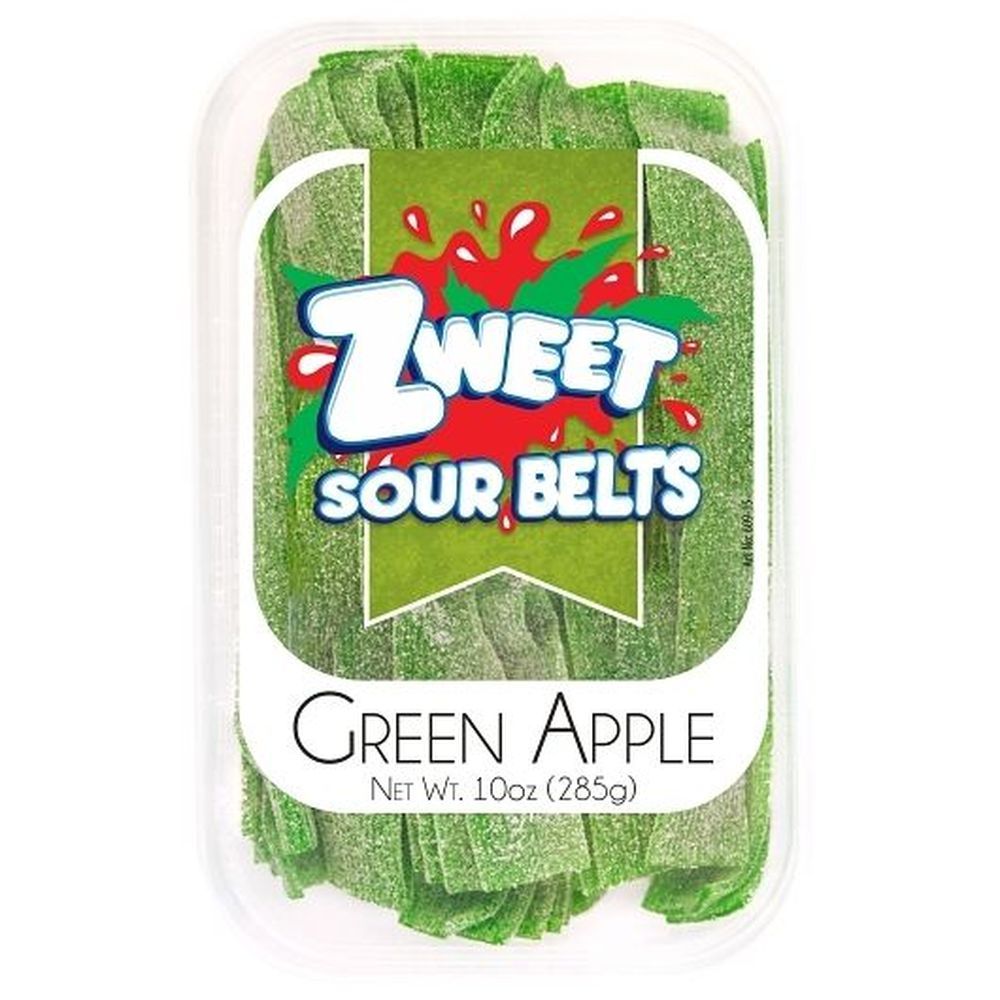 Zweet Sour Belts Green Apple Candy, 10 Ounce -- 24 Per Case