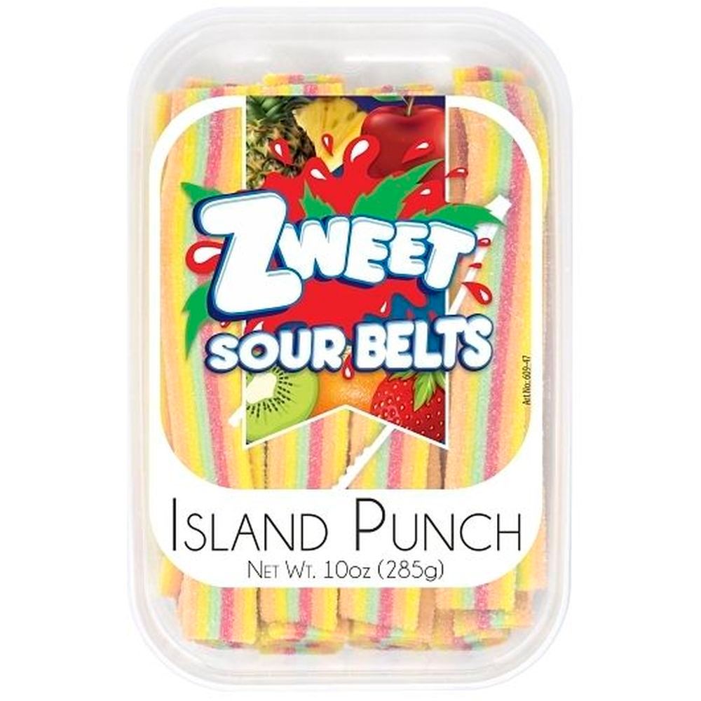 Zweet Island Punch Sour Belts Candy, 10 Ounce -- 24 Per Case
