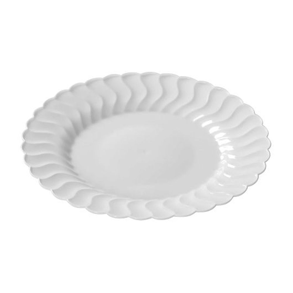 Fineline Settings Flairware Ripple Polystyrene 10.25 Inch White Dinner Plate, 144 Count