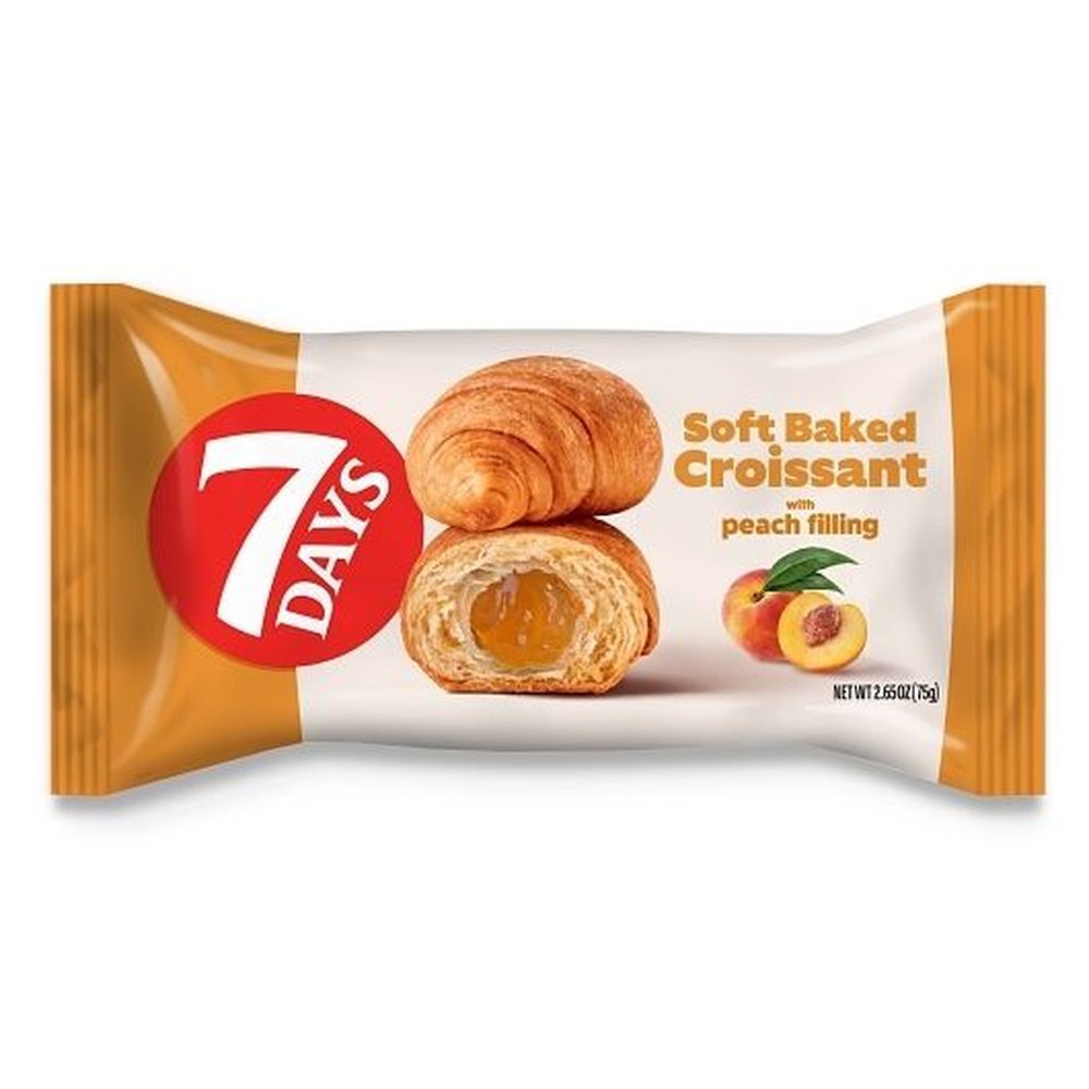 7 Days Soft Baked Croissant With Peach Filling, 2.65 Ounce -- 24 Per Case